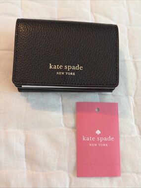 $99 NWT Kate Spade Eva Micro Trifold Leather Wallet Black